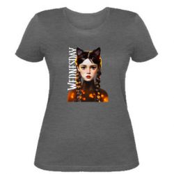 Женская футболка Венздей кошка - PrintSalon