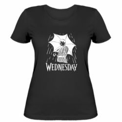 Жіноча футболка Венздей Вдамс и зонт - PrintSalon
