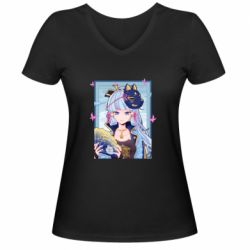 Женская футболка с V-образным вырезом Аяка в рамке - PrintSalon