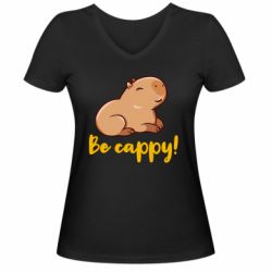 Женская футболка с V-образным вырезом Be Cappy! - PrintSalon