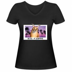 Женская футболка с V-образным вырезом Big Floppa - PrintSalon