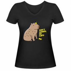 Жіноча футболка з V-подібним вирізом Будь Капібарою - PrintSalon