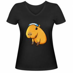 Женская футболка с V-образным вырезом Capybara Art - PrintSalon
