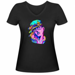 Женская футболка с V-образным вырезом Jotaro Disc - PrintSalon