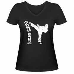 Женская футболка с V-образным вырезом Каратэ удар - PrintSalon