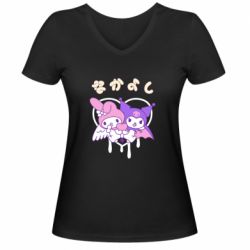 Женская футболка с V-образным вырезом Kuromi and My Melody - PrintSalon