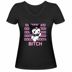 Женская футболка с V-образным вырезом Kuromi bitch - PrintSalon