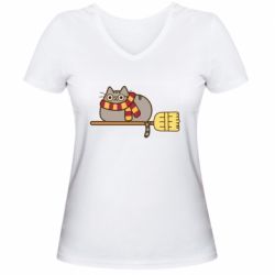 Жіноча футболка з V-подібним вирізом Pusheen Harry Potter - PrintSalon