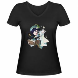 Женская футболка с V-образным вырезом Радостный Венти - PrintSalon