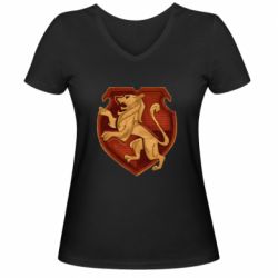 Женская футболка с V-образным вырезом Cтарая эмблема Гриффиндор - PrintSalon