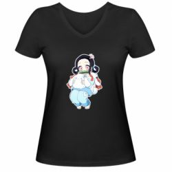 Женская футболка с V-образным вырезом Very cute Nezuko - PrintSalon