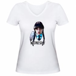 Женская футболка с V-образным вырезом Wednesday and Thing