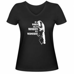 Женская футболка с V-образным вырезом Wednesday girl - PrintSalon