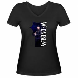 Женская футболка с V-образным вырезом Wendesday Addams - PrintSalon