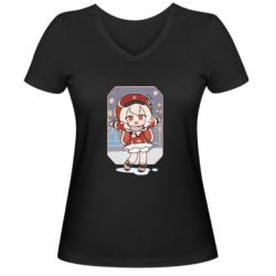 Женская футболка с V-образным вырезом Зимняя Кли - PrintSalon