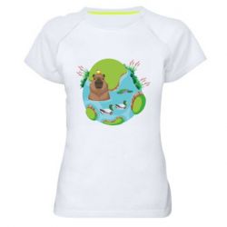 Женская футболка для спорта Капибара в воде - PrintSalon