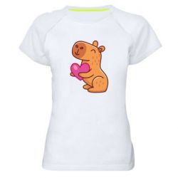 Женская футболка для спорта Капибара сердечко - PrintSalon