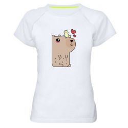 Женская футболка для спорта Капибара с цыпленком - PrintSalon