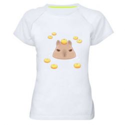 Женская футболка для спорта Морда капибары - PrintSalon