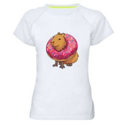 Женская футболка для спорта Пончик с капибарой - PrintSalon