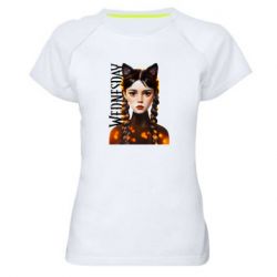 Женская футболка для спорта Венздей кошка - PrintSalon