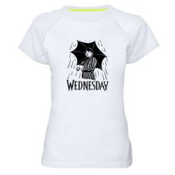 Жіноча футболка для спорту Венздей Вдамс и зонт - PrintSalon