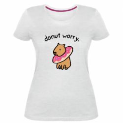 Женская премиум футболка Donut Worry - PrintSalon