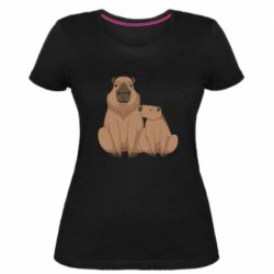 Женская премиум футболка Две капибары - PrintSalon