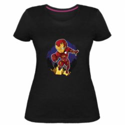 Женская премиум футболка Flying Iron man - PrintSalon
