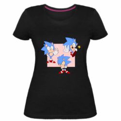 Женская премиум футболка Funny Sonic - PrintSalon