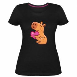 Женская премиум футболка Капибара сердечко - PrintSalon