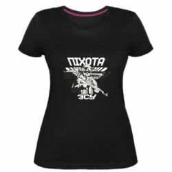 Женская премиум футболка Пехота ВСУ - PrintSalon