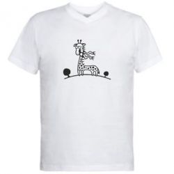 Мужская футболка  с V-образным вырезом жираф - PrintSalon