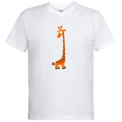 Мужская футболка  с V-образным вырезом Жираф - PrintSalon
