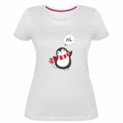 Женская премиум футболка Зимний пингвинчик - PrintSalon