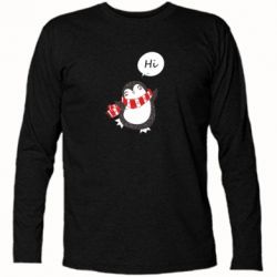 Футболка с длинным рукавом Зимний пингвинчик - PrintSalon