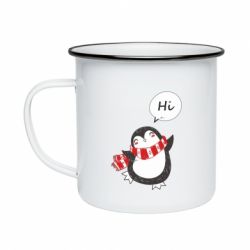 Кружка эмалированная Зимний пингвинчик - PrintSalon
