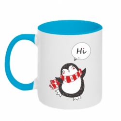 Чашка двухцветная 320ml Зимний пингвинчик - PrintSalon