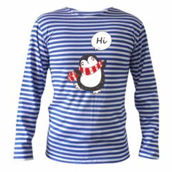 Тельняшка с длинным рукавом Зимний пингвинчик - PrintSalon