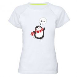 Женская футболка для спорта Зимний пингвинчик - PrintSalon