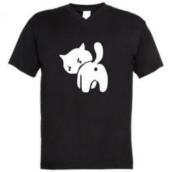 Мужская футболка  с V-образным вырезом злой котэ - PrintSalon