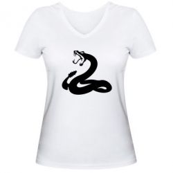 Женская футболка с V-образным вырезом Змея - PrintSalon