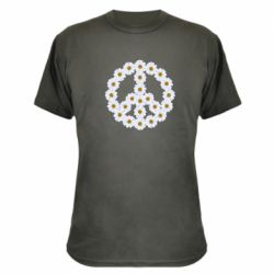 Камуфляжная футболка Знак мира из ромашек - PrintSalon