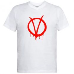 Мужская футболка  с V-образным вырезом Знак Вендетты - PrintSalon