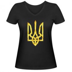 Женская футболка с V-образным вырезом Золотий герб - PrintSalon