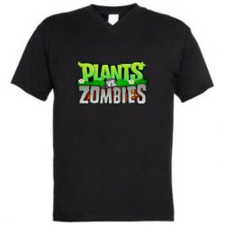 Мужская футболка  с V-образным вырезом Zombie vs Plants - PrintSalon