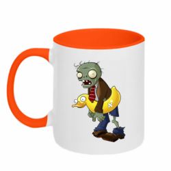 Чашка двухцветная 320ml Zombie with a duck - PrintSalon